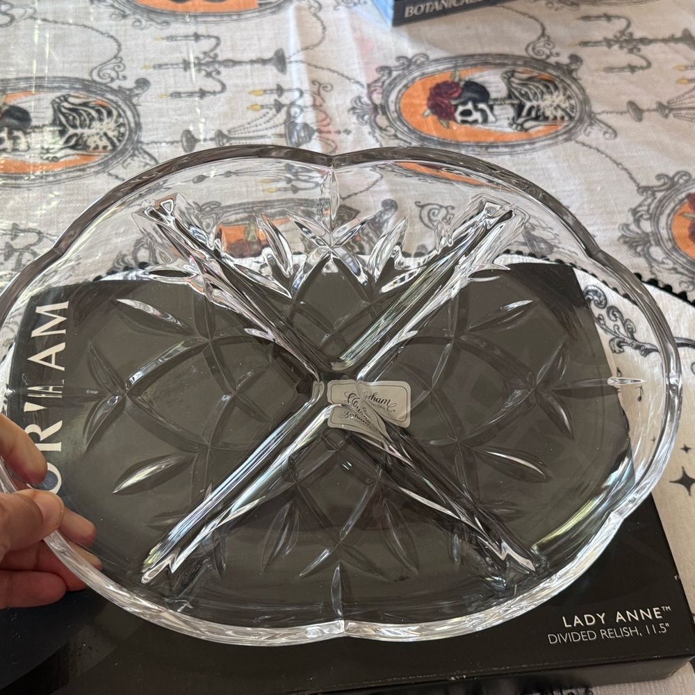 Gorham Lady Anne Crystal Divided Dish
